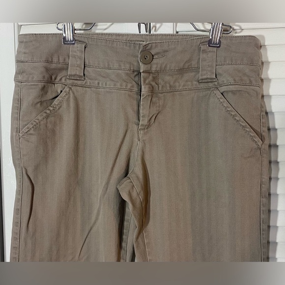 Anthropologie Cidra Tan Herringbone Pants, Sz 8, Stretch Low Rise, Straight Leg - Picture 4 of 8